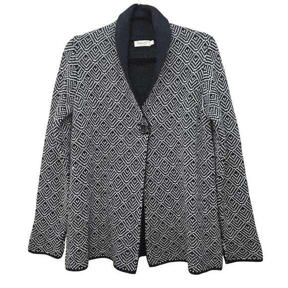 Bianca G Cardigan Sweater Womens Small Black Wool Made in Italy Minimalist Boho - Picture 1 of 5